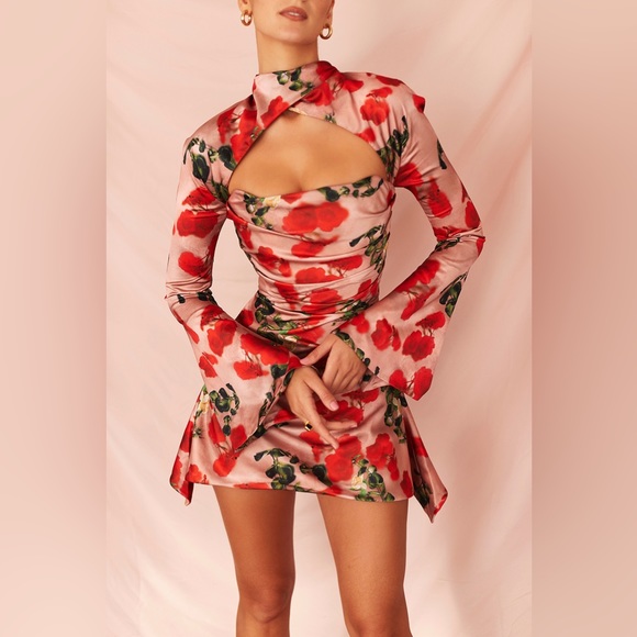 House of CB Dresses & Skirts - House of CB Toira dress red roses mini